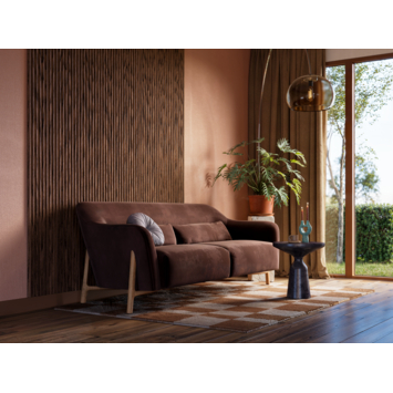 Lattenwand Decowall Acoustic Curve walnoot 260x30cm, 2 stuks (1.56m2)