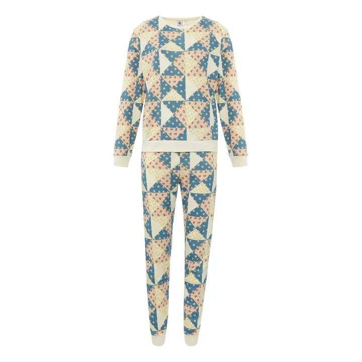 Petit Bateau Sweat + Pantalon Pyjama Patchwork - Collection Femme  | Ecru