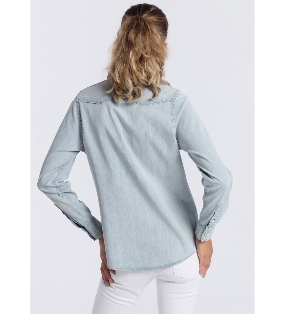 Camisa jeans de manga comprida Lois azul celeste