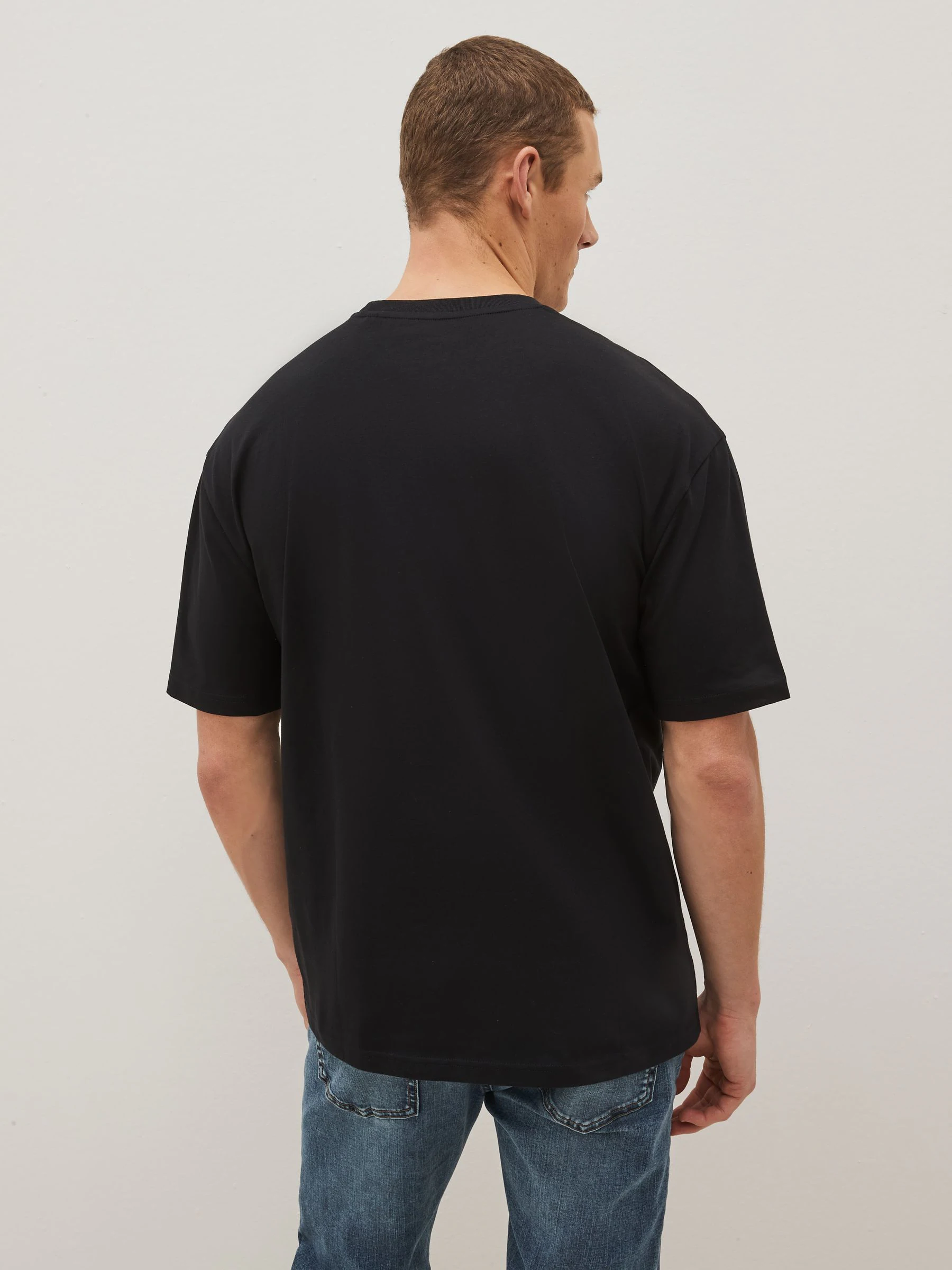 Zwart - Relaxed fit - Essentieel katoenen T-shirt met ronde hals