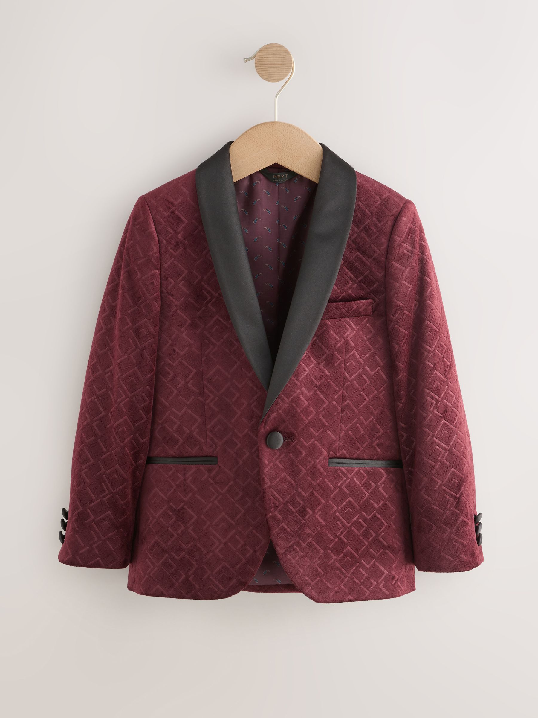 Bordeauxrood - Textured Velvet Blazer (3-16yrs)