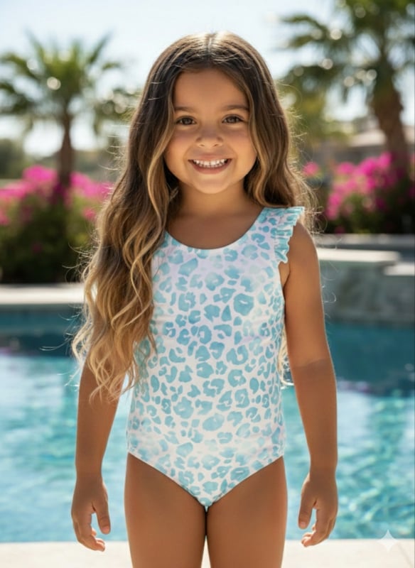 Only leopard swimsuit - mint (verzenddatum 27 feb)