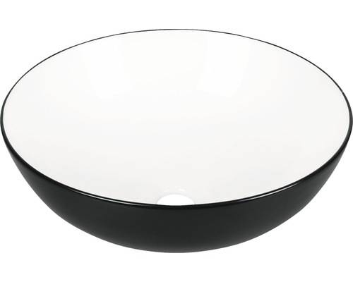 Verschil opzetwastafel Duo 39,5 x 39,5 cm wit zwart glanzend 38.010.54