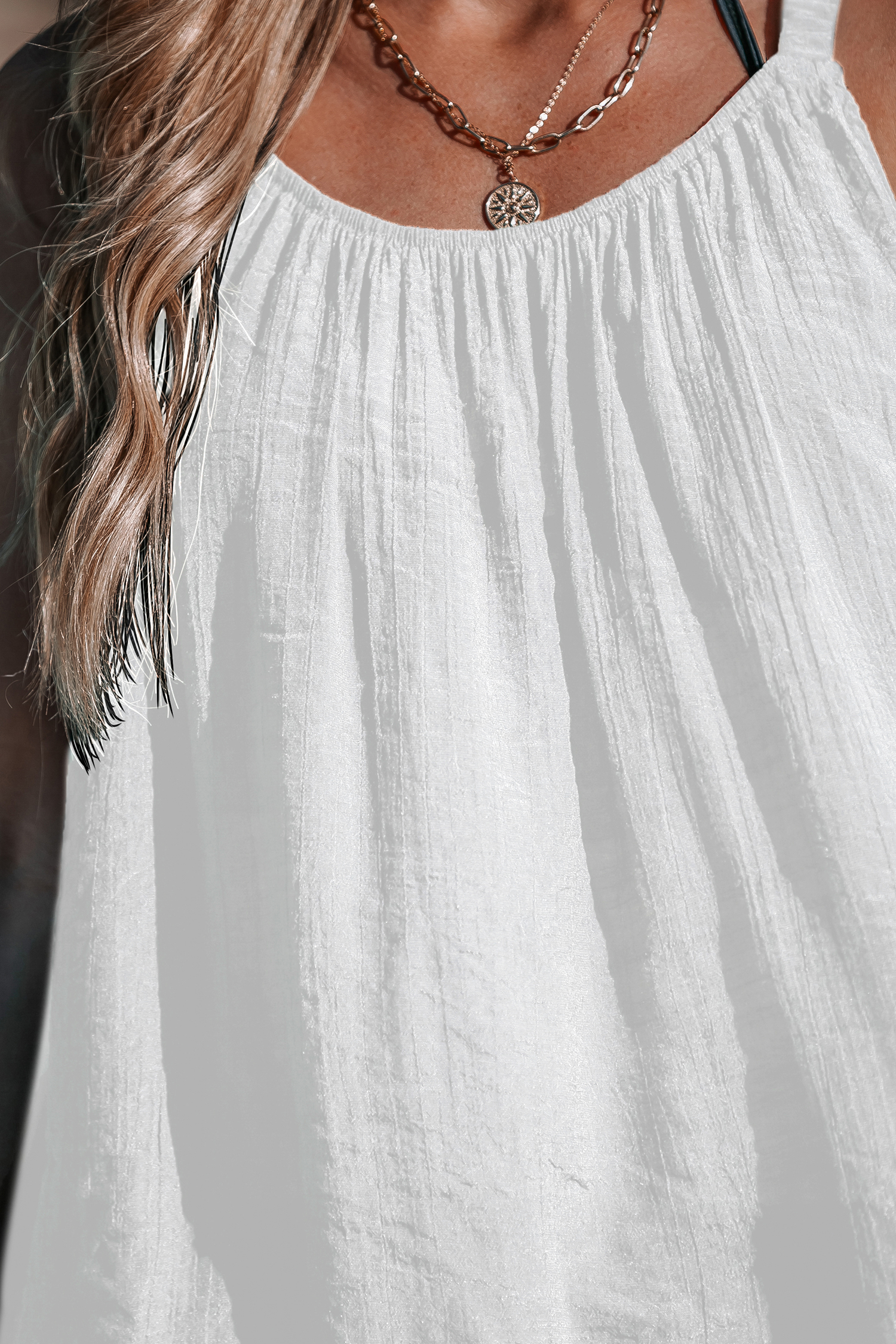 Robe cover up à bretelles sans manches blanche