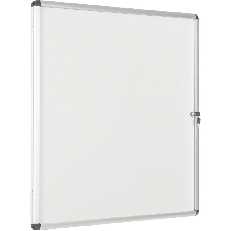 Vitrine intérieure acier laqué porte battante cadre aluminium Bi-Office Enclore -12 feuilles