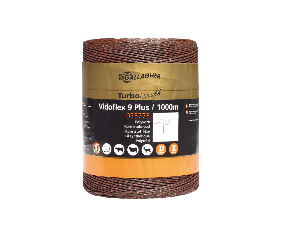 Gallagher Vidoflex 9  Turboline Plus- Schrikdraad - 26.5 cm - 1000 Meter - Terra - 20 cm - 100000 cm