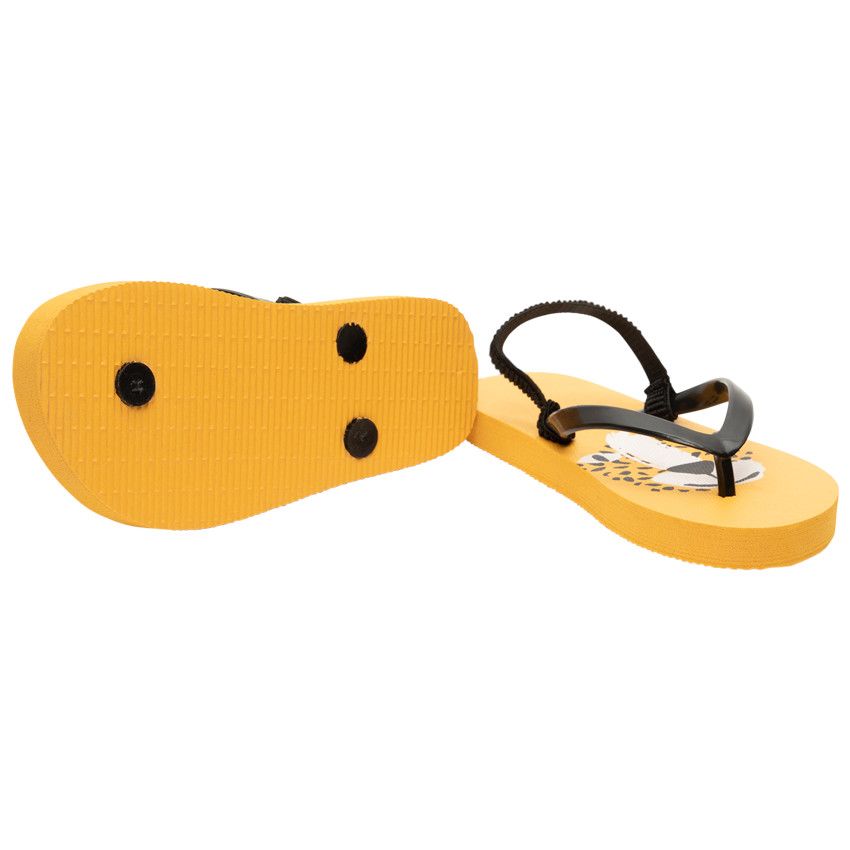 Tongs print tigre à lanière au dos - Noir