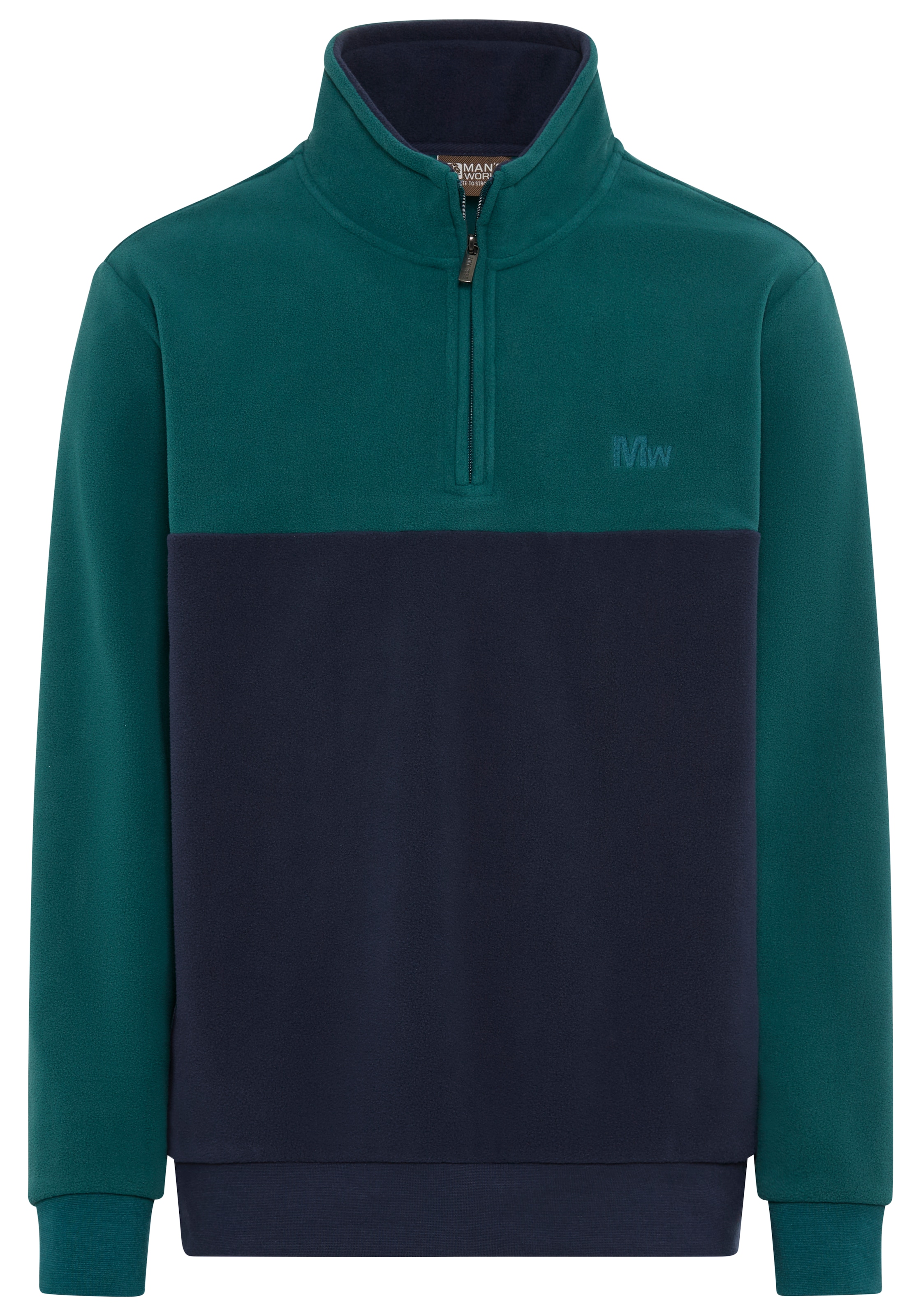 Man's World Fleecepullover , Troyer mit Kontrast-Part, ideal für den Übergang