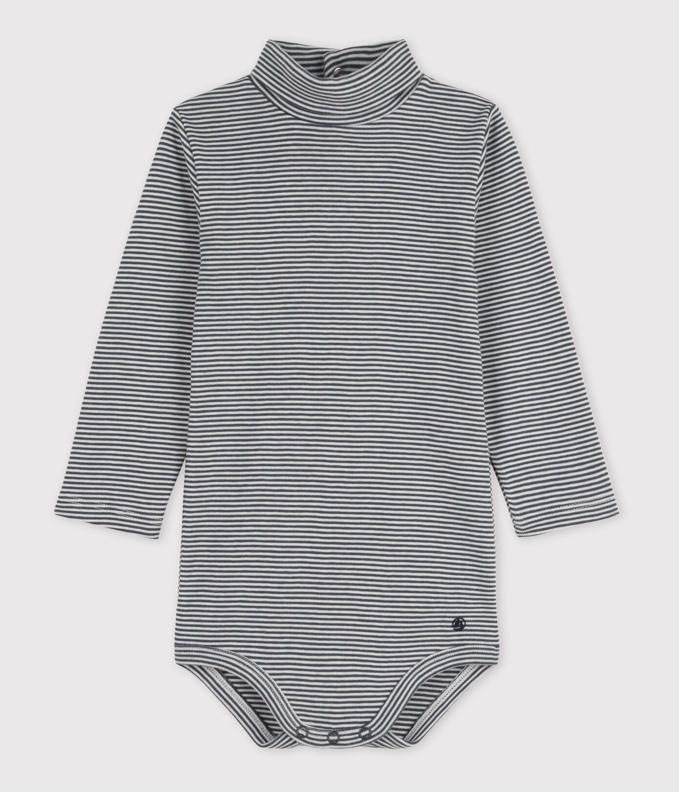 Body manches longues bébé rayé col roulé en coton