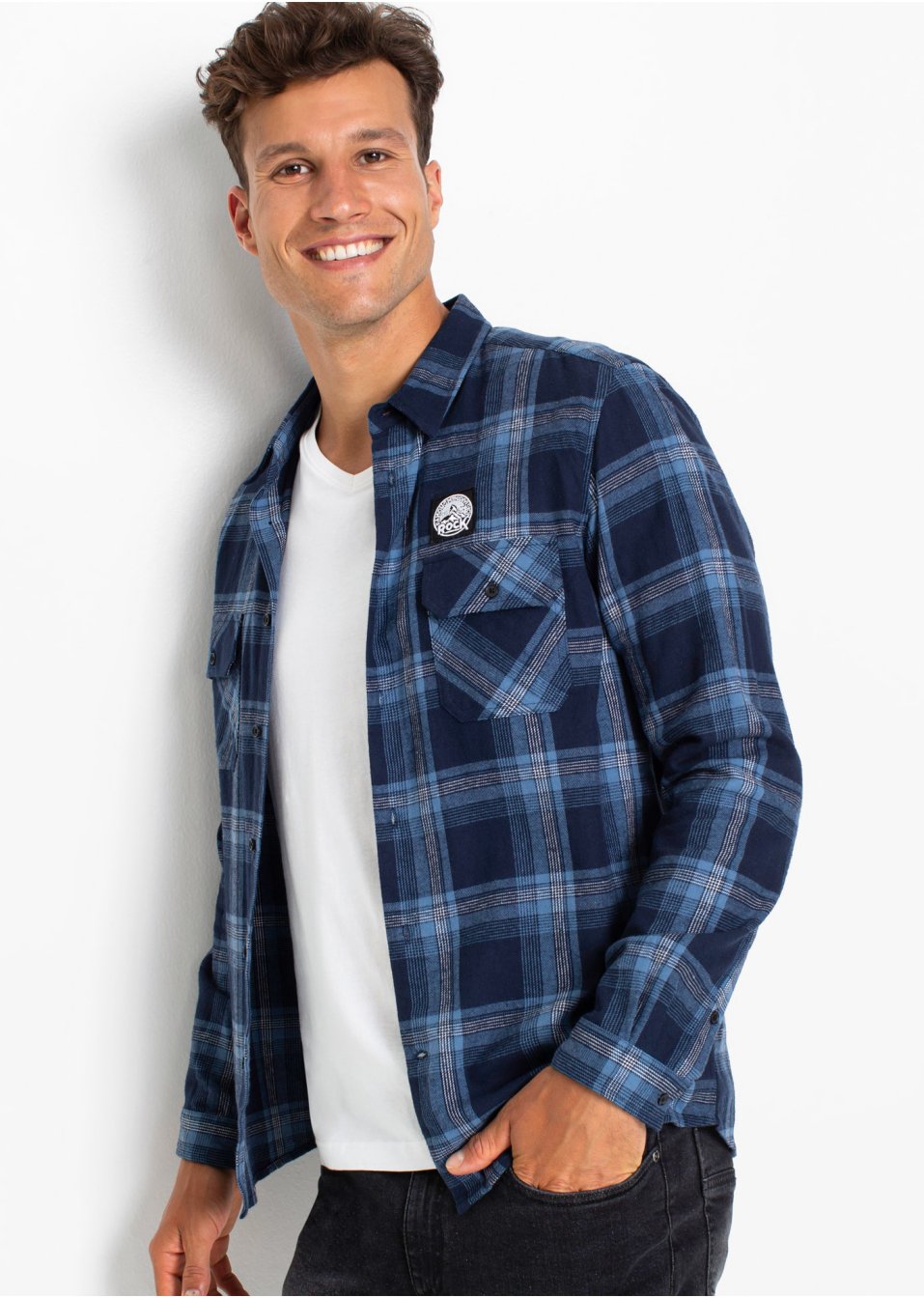 Chemise manches longues en flanelle, Slim Fit