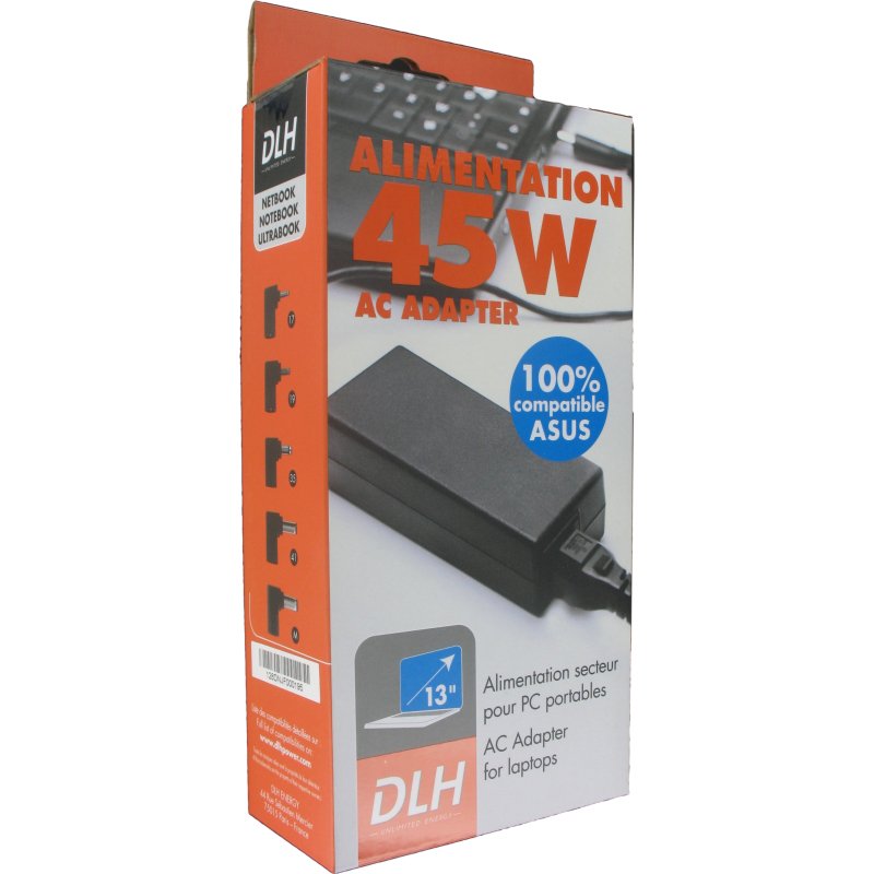 DLH Alimentation secteur 45W Asus 100% compatible (sauf USB-C)