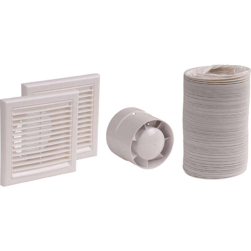 100mm In-Line badkamer ventilator set Standaard