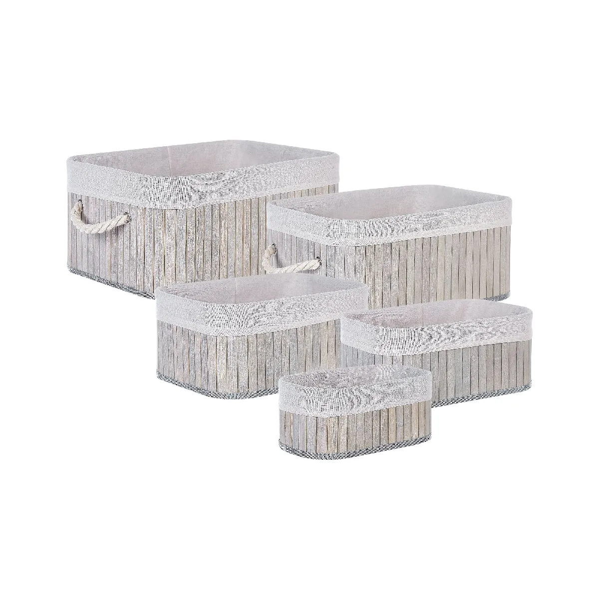 Beliani Talpe - Lot de 5 paniers en bambou gris
