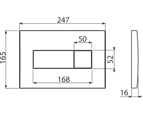 Alca basic bedieningsplaat, glanzend zwart / drukknop, glanzend zwart M378