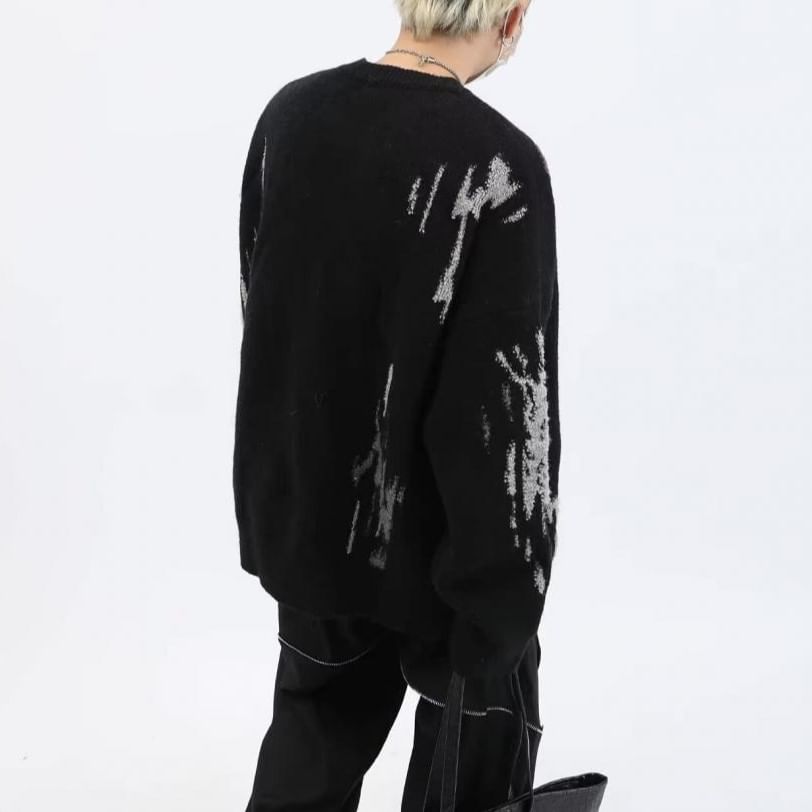 Craltuxe - Oversized trui met ronde hals en melange
