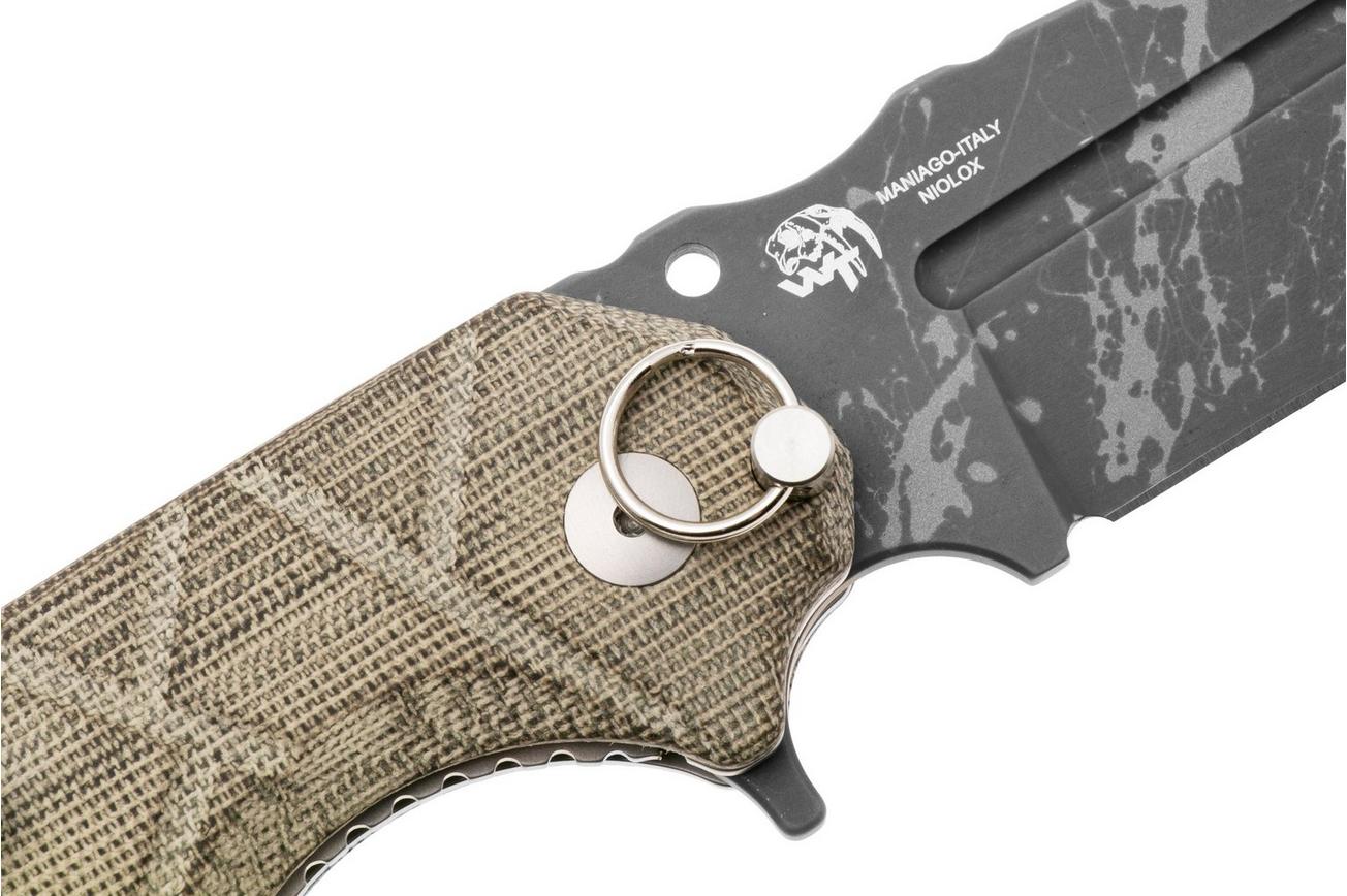 Fox Wander Tactical URO FX-557 Acid Etch Niolox, OD Green Canvas Micarta, zakmes