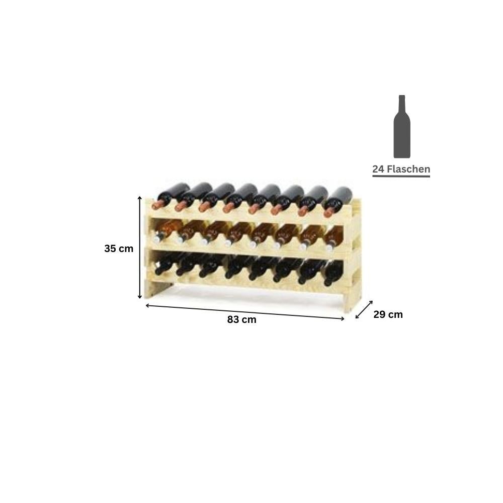 PROREGAL Wijnrek Vinoteca Flex HxBxD 35 x 83 x 29 cm 24 Flessen Massief grenenhout Bruin Geolied