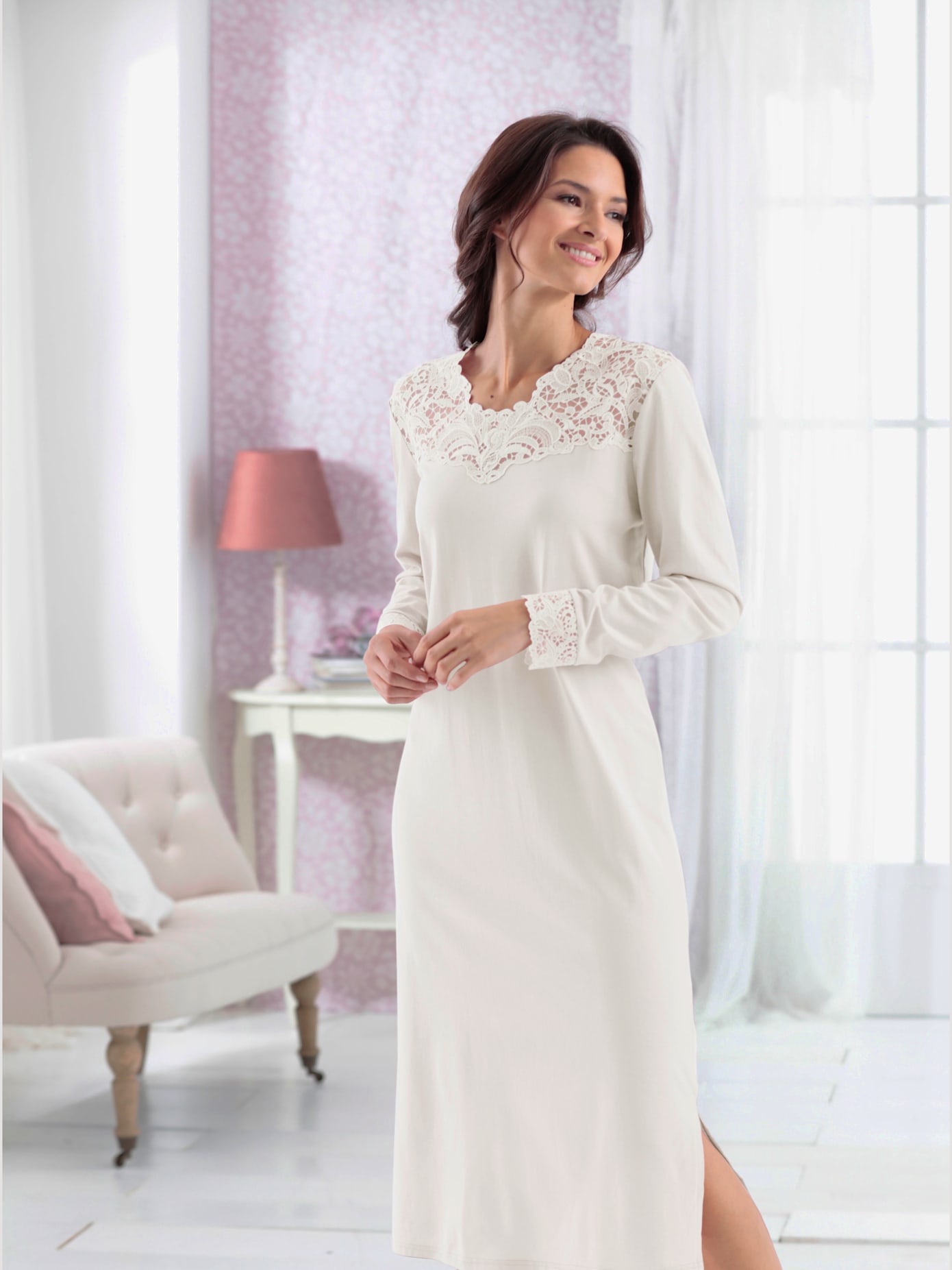 Chemise de nuit longue manches longues