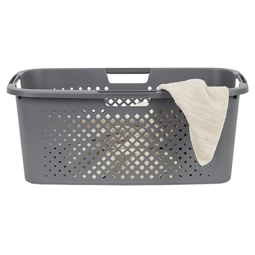 Panière à linge 40L en plastique gris