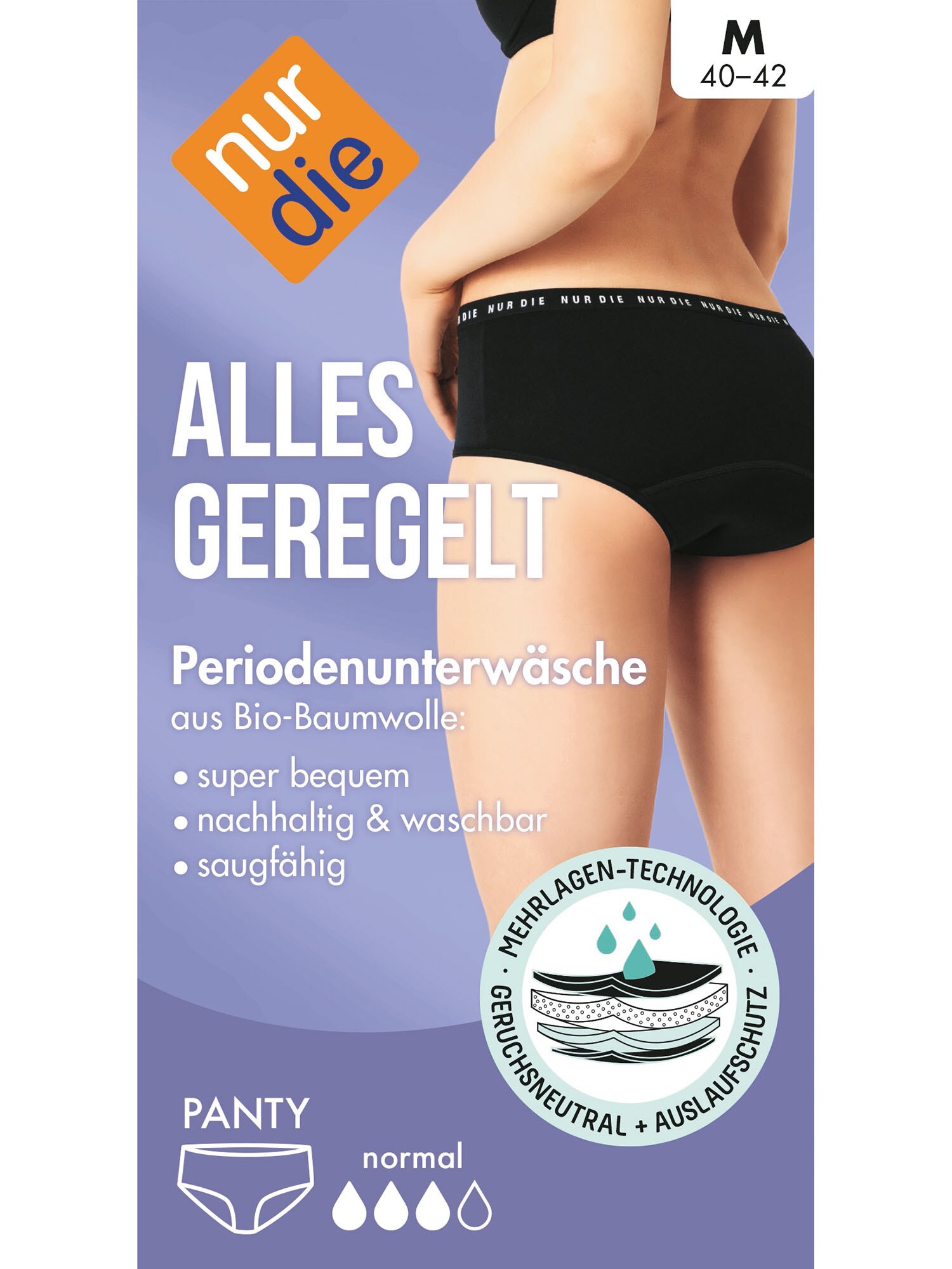 NUR DIE Damen Periodenunterwäsche Alles Geregelt Panty normal 2er Pack