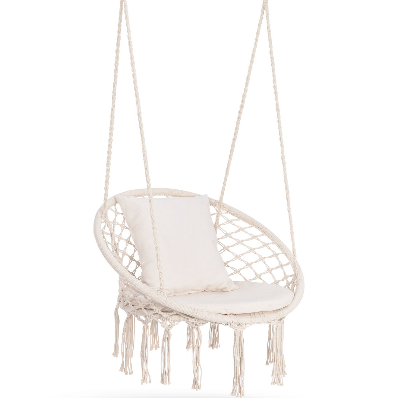 Pratik Garden Hamac macramé avec Coussins beige  - 60x50x120 cm