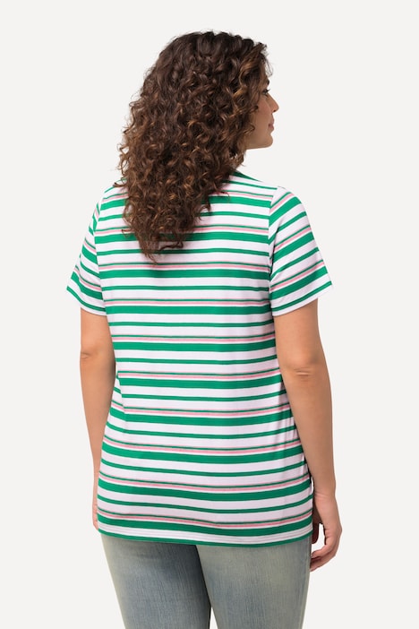 Shirt, Ringel, Classic, V-Ausschnitt, Halbarm