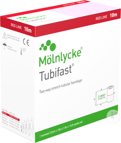 Tubifast Bandage Tubulaire Technologie 2-Way Stretch Ligne Rouge 3,5cm x 10m Pièce 1