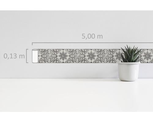 Zelfklevende rand 36516-1 Alleen Randtegel grijswit 5 m x 13 cm
