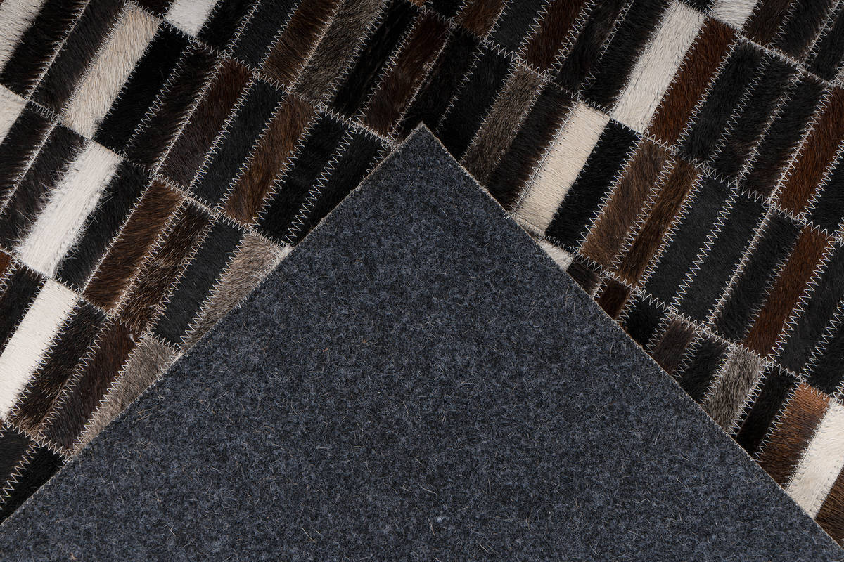 Lederteppich LAVIN 100 - schwarz-weiß - Patchwork - 80x150 cm