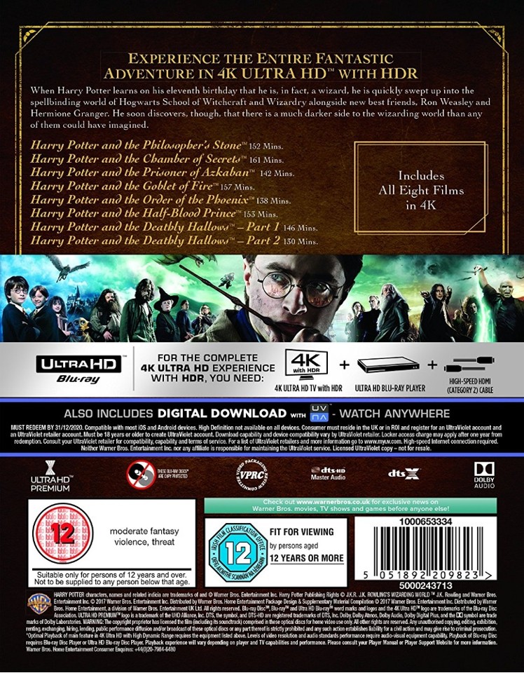 Harry Potter: The Complete 8-film Collection (4K Blu-Ray)