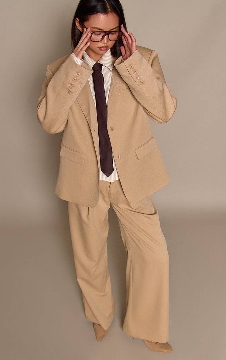 Blazer Oversize Dad Tailleur Tissé Beige