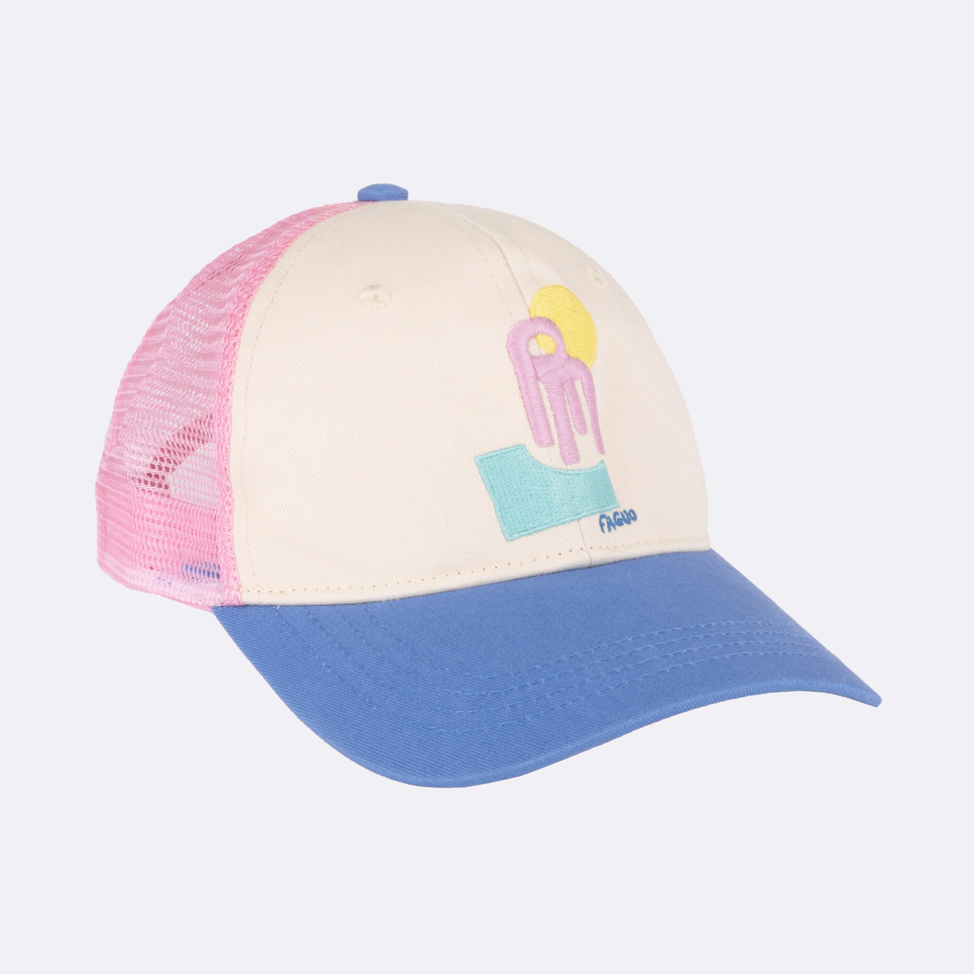 Casquette bleue & rose - Diego Faivre coton et polyester - modèle trucker cap