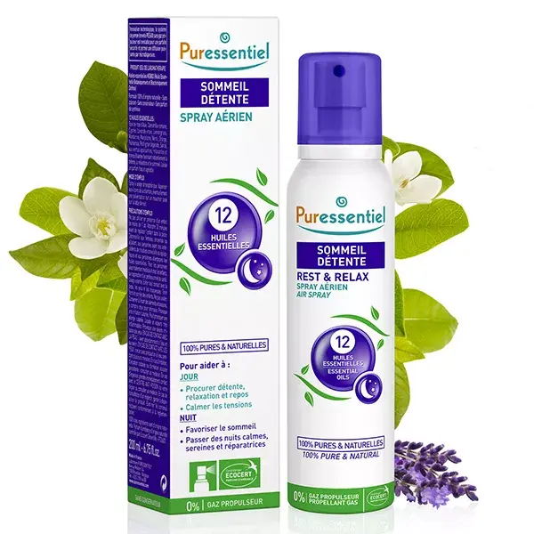 Spray de ambiente Puressentiel para dormir e relaxar com 12 óleos essenciais 200ml