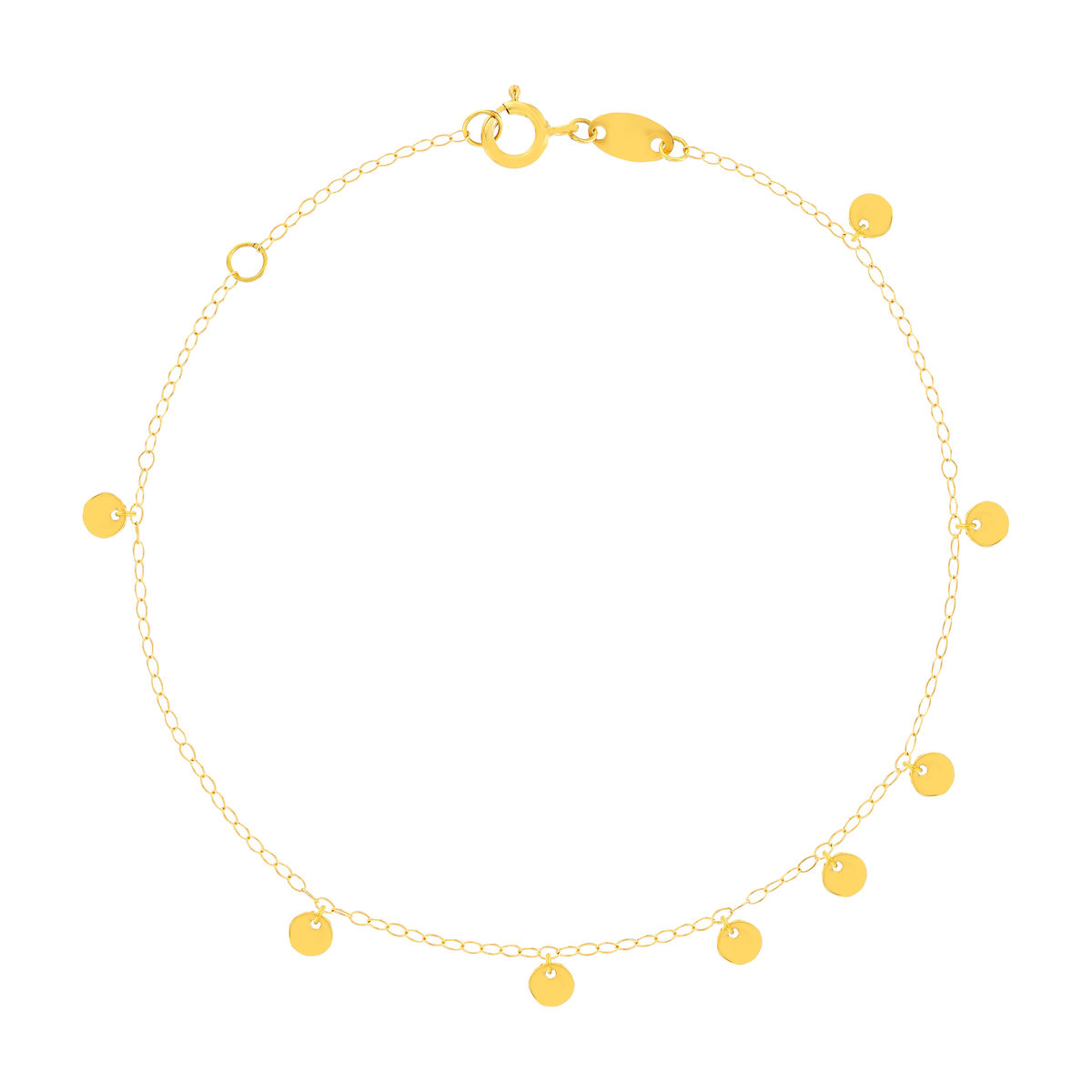 Bracelet or jaune 750 18 cm pampilles disques