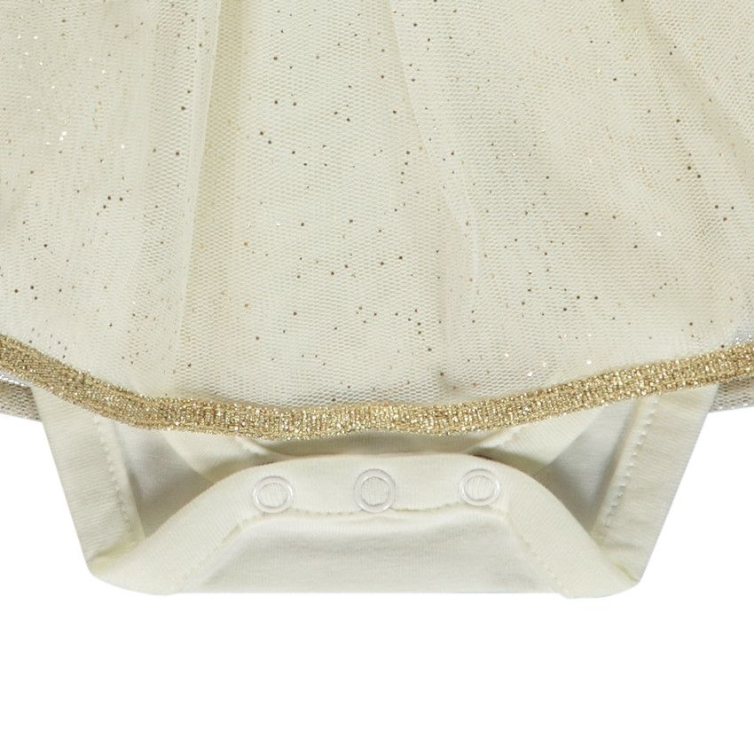 Robe body de cérémonie à tulle pailleté Licorne pour bébé fille - Ecru