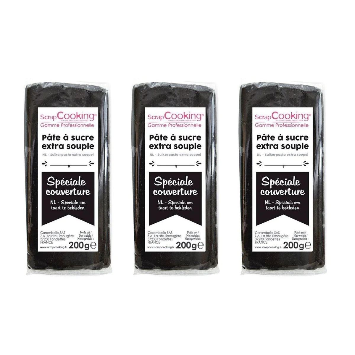 Pâte à sucre de couverture noire 600 g Scrapcooking