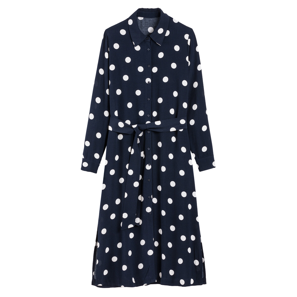 LA REDOUTE COLLECTIONS<br>Vestido camisa de bolinhas, comprimento midi