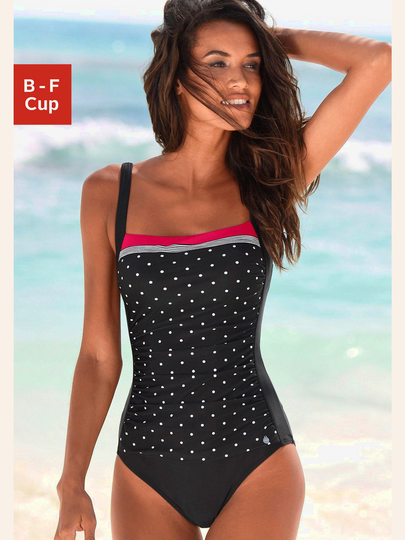 Maillot de bain élégant mélange de rayures et pois