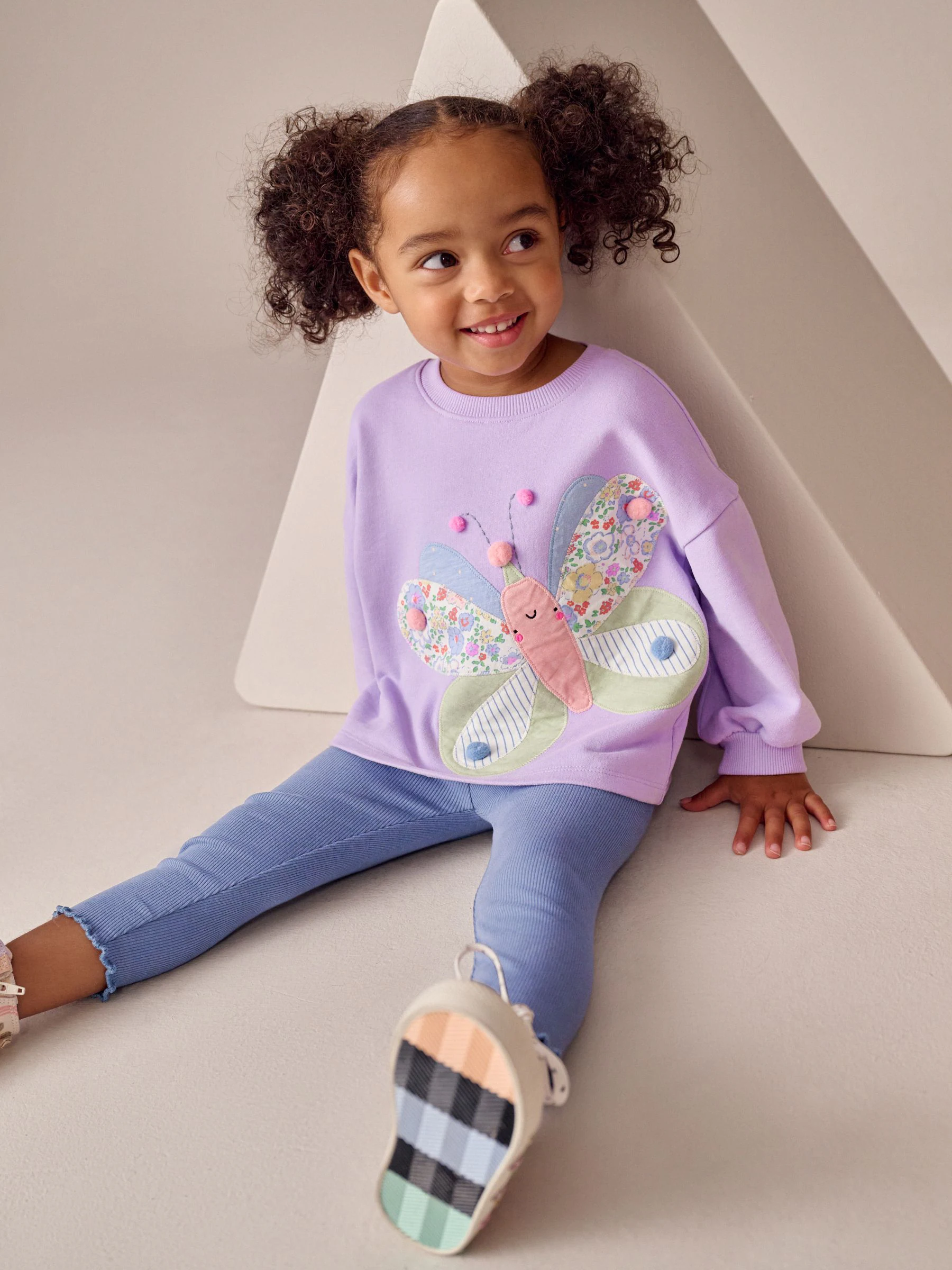 Lila met vlinders - Set met top met lange mouwen en legging (3 mnd-7 jr)