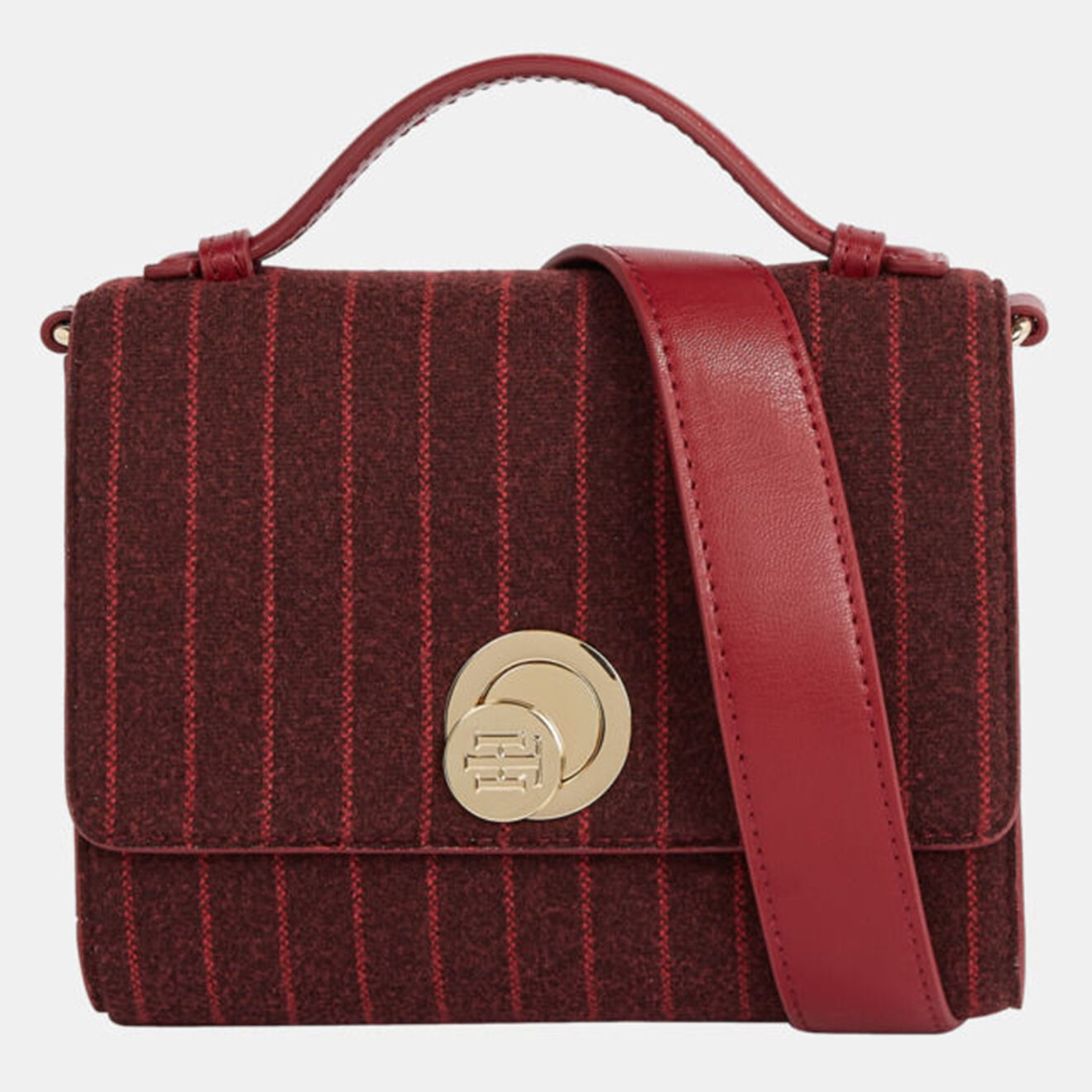 Tommy Hilfiger Sac besace Chic rayé bordeaux - 15x18x5 cm