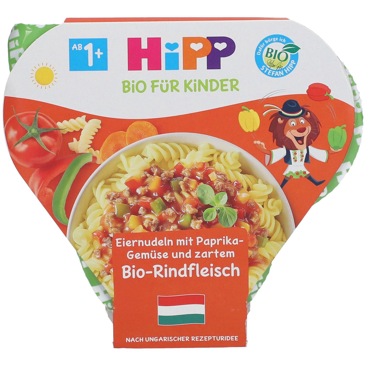 HiPP Eiernudeln mit Paprika-Gemüse und zartem Bio-Rindfleisch