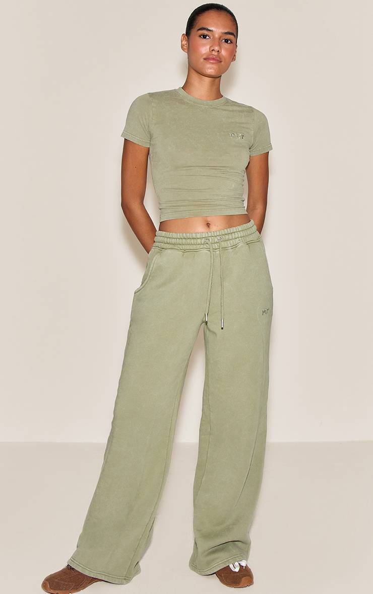 Vert Olive Joggers Larges Délavés