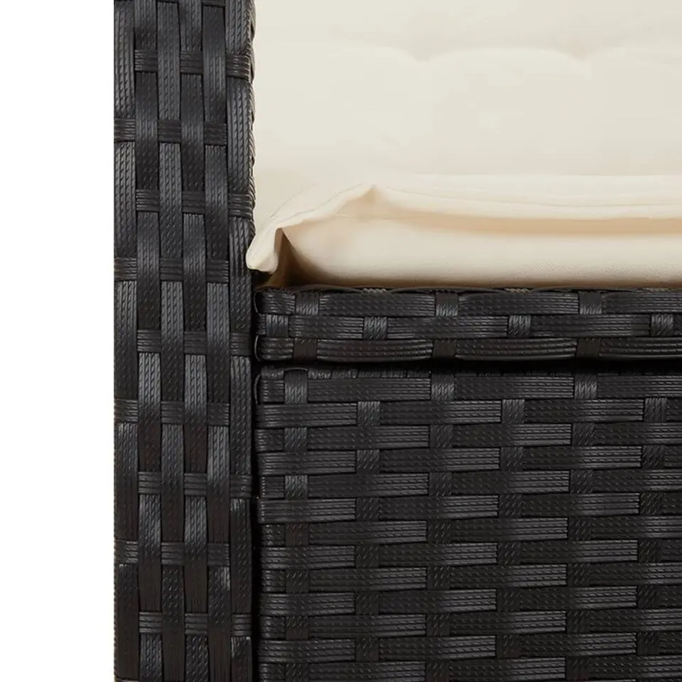 vidaXL - Verstelbare tuinstoelen met kussens - Zwart - Poly rattan - 2 stuks