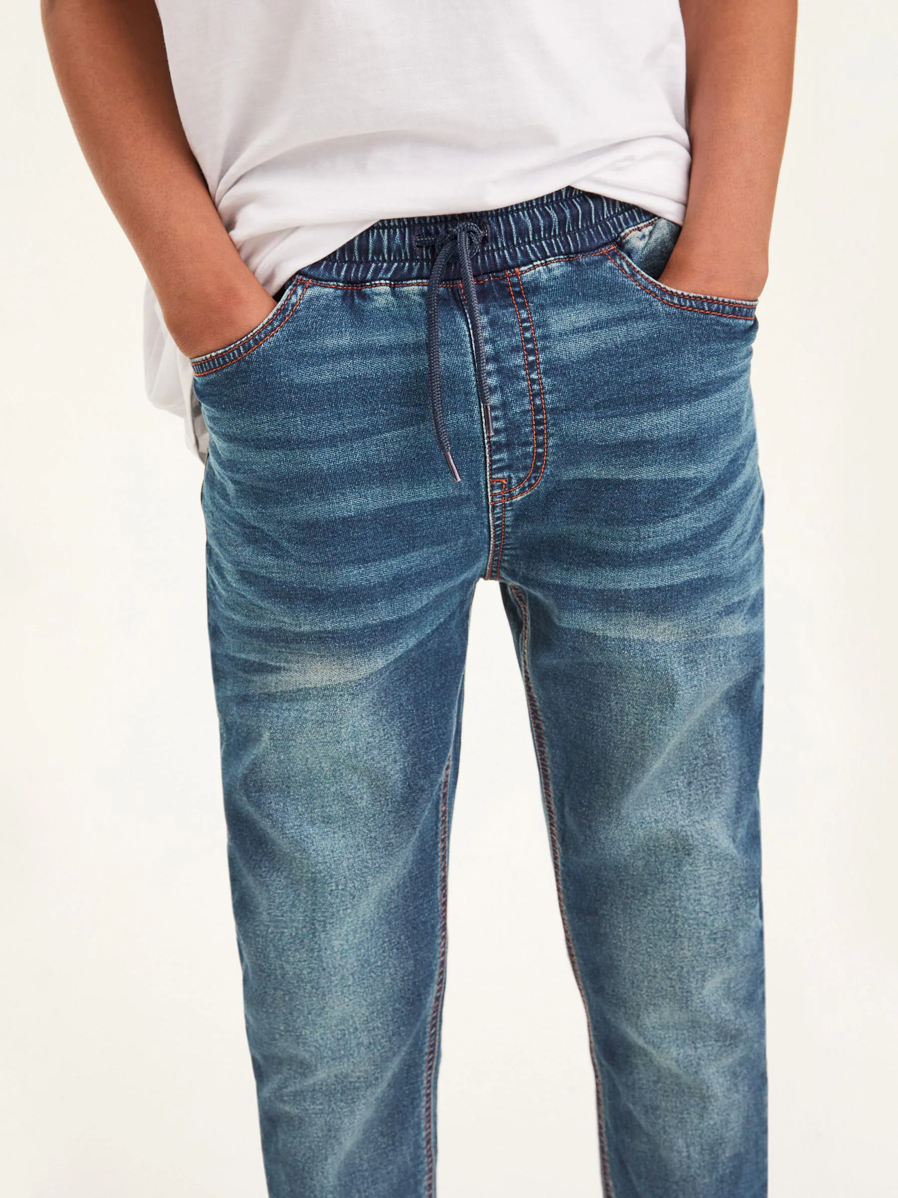 Vintage middenblauw - Jeans met stretch en elastische taille (3-16 jr)