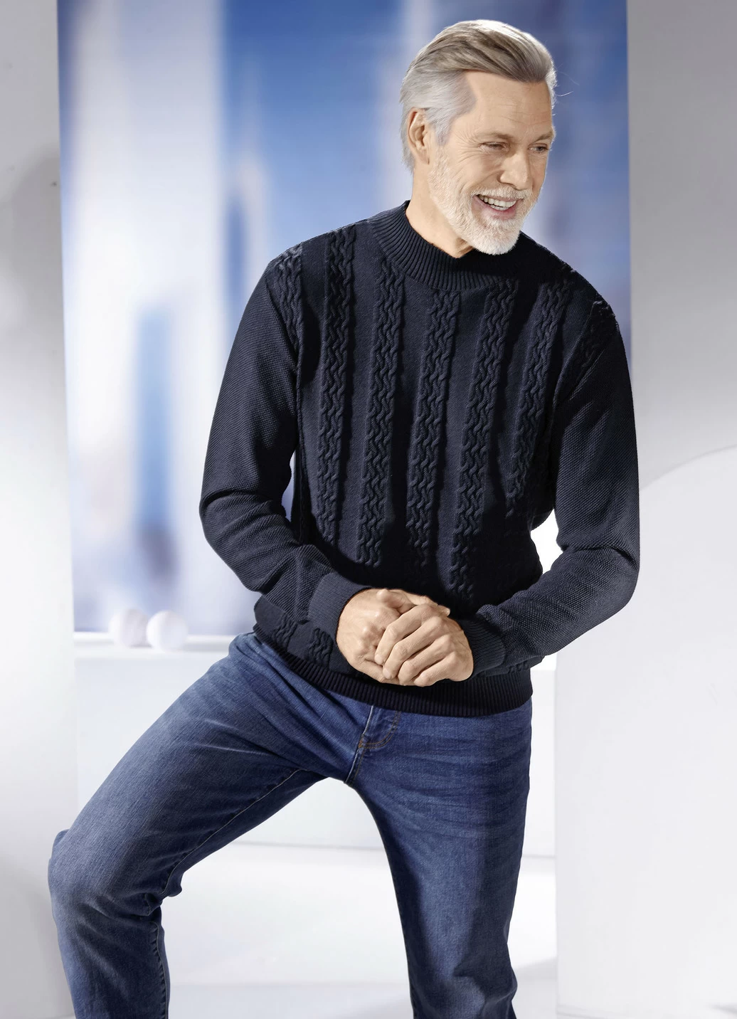 Modischer Pullover mit Stehkragen in 3 Farben
