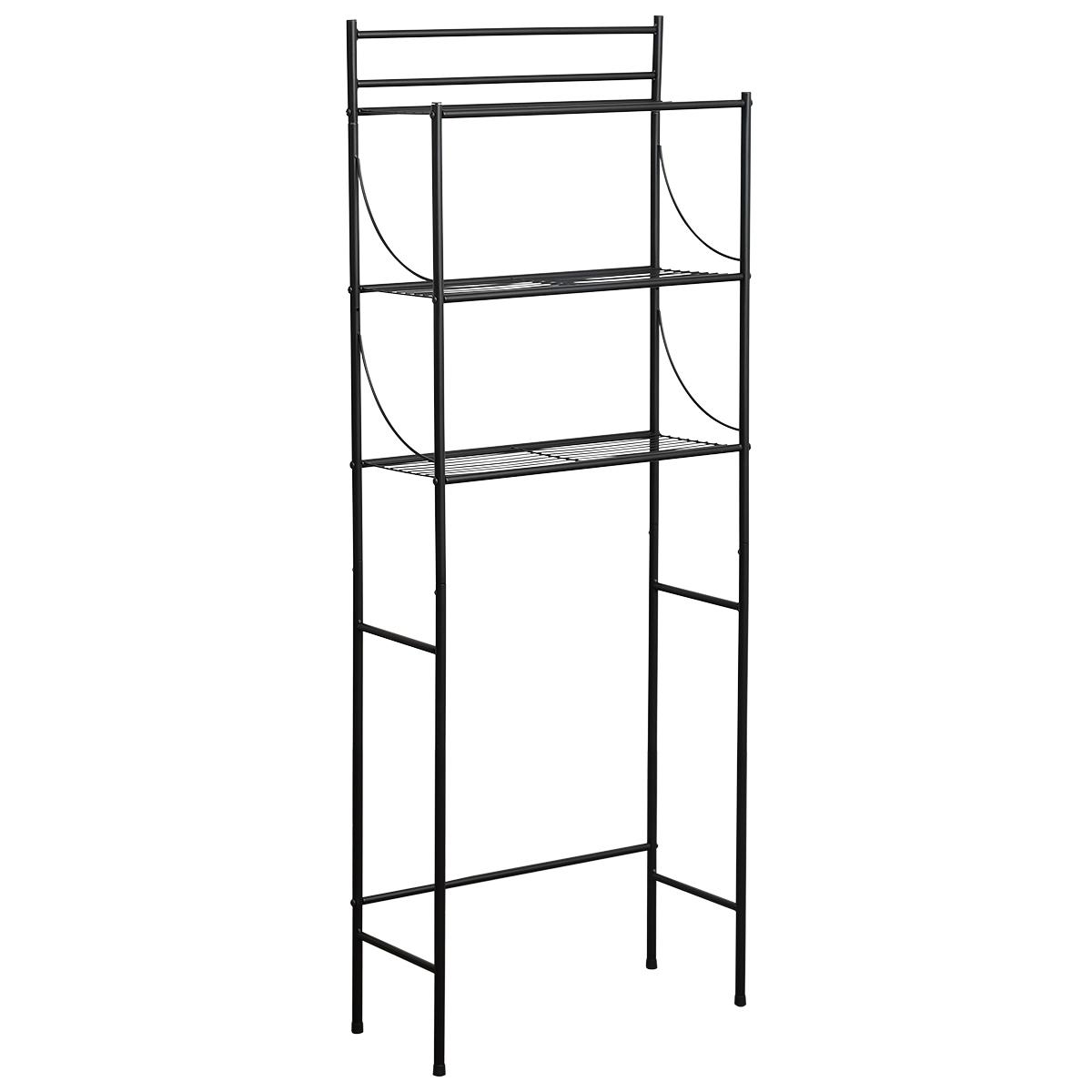 MEUBLE METAL 3 TABLETTES POUR TOILETTES NOIR