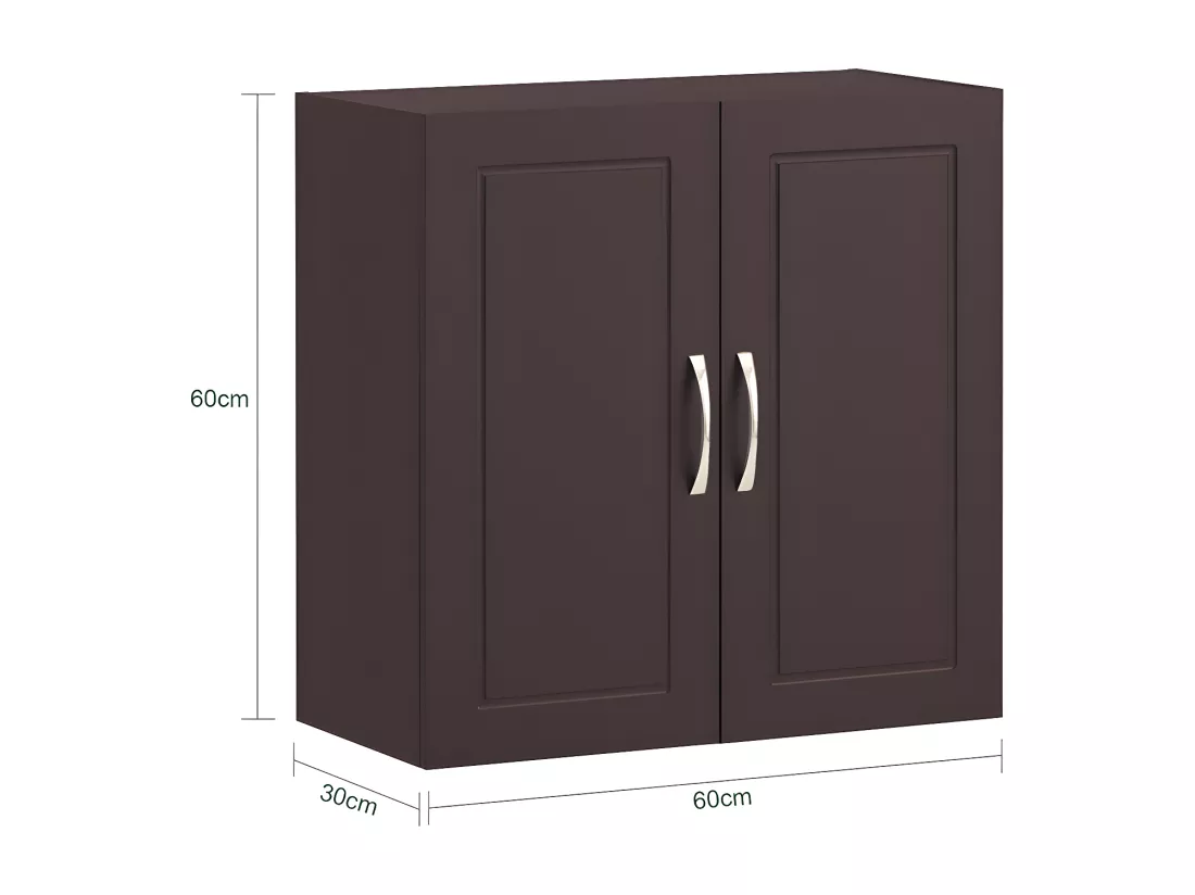 SoBuy FRG231-BR Meuble Haut Armoire de Toilettes Salle de Bain Suspendue Placard Commode Murale – 2 Portes - Marron