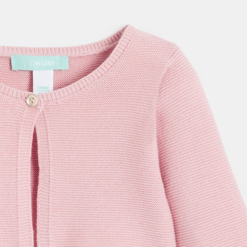 Gilet boléro court maille tricot rose bébé fille Rose