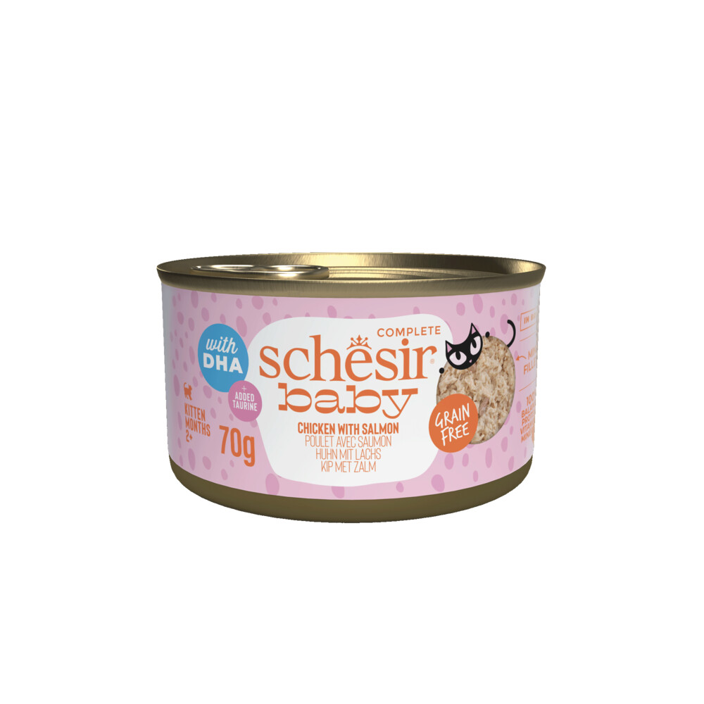 12x Schesir Baby Kitten Bouillon Kip & Zalm70 gr