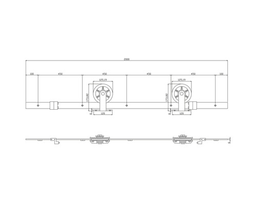 Intersteel complete schuifdeurset Legno Barn Door Wheel top zwart 93x211,5 cm inclusief deurblad, schuifdeurbeslag Wheel Top en krukset